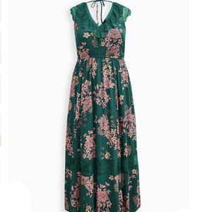 Torrid Smocked Waist Green Maxi Dress 18/20/2X